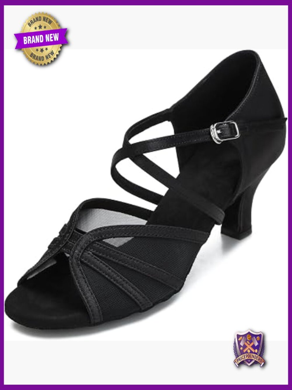 Ballroom Dance Shoes Latin Salsa Cross Strap 2.5in/3in Heel